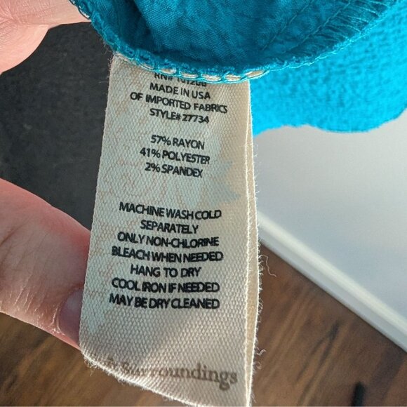 Soft Surroundings Mandalay Turquoise Textured Tank Style #27734 - M - Picture 8 of 8